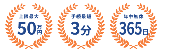 上限最大50万円/手続最短3分/年中無休365日